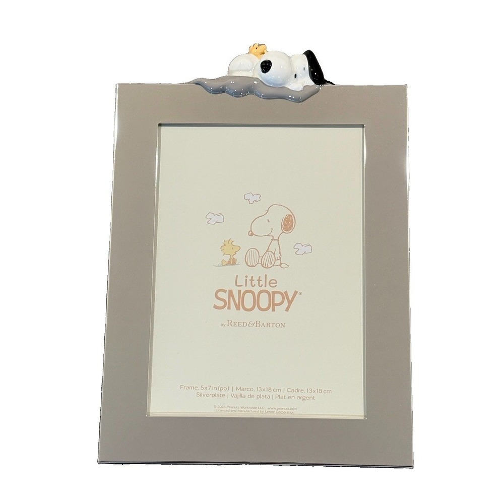 Reed & Barton Little Snoopy Silverplate Picture Frame 5x7 Peanuts Woodstock NIB